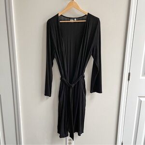 BP Nordstrom Black Ribbed Belted Long Open Cardigan Sweater Duster XS